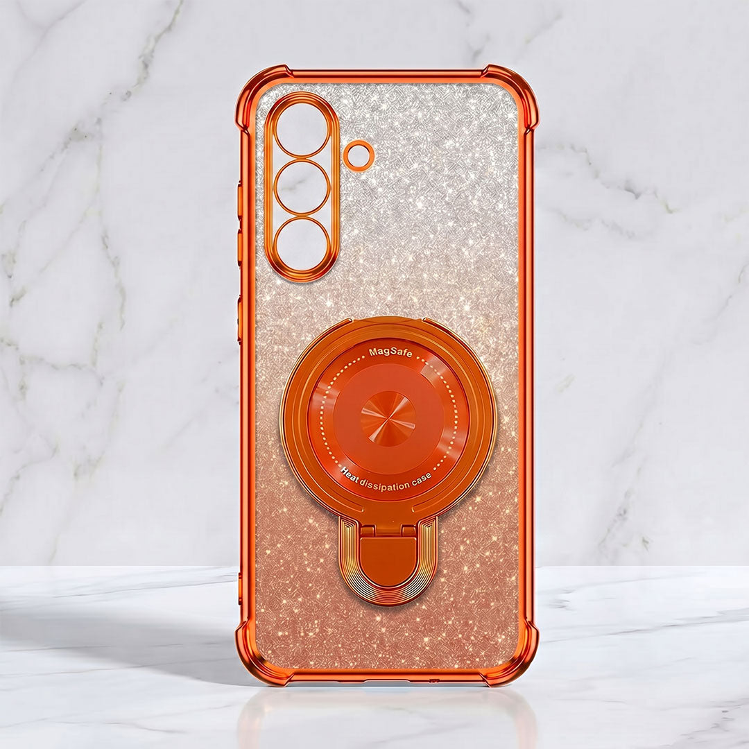 Samsung Galaxy A36 5G Invincible Bracket Ring Stand Shimmer Airbag Cosmic Orange Case