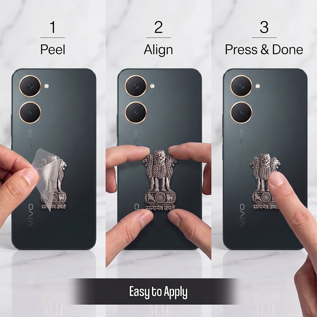 Vivo Y18e 5G Compatible Satyamev Jayate 3D Metal Emblem Sticker