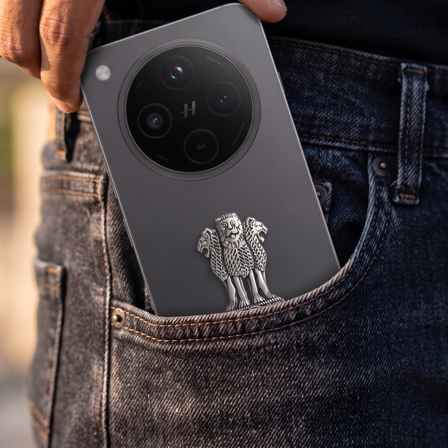 OPPO Find X8 5G Compatible Satyamev Jayate 3D Metal Emblem Sticker