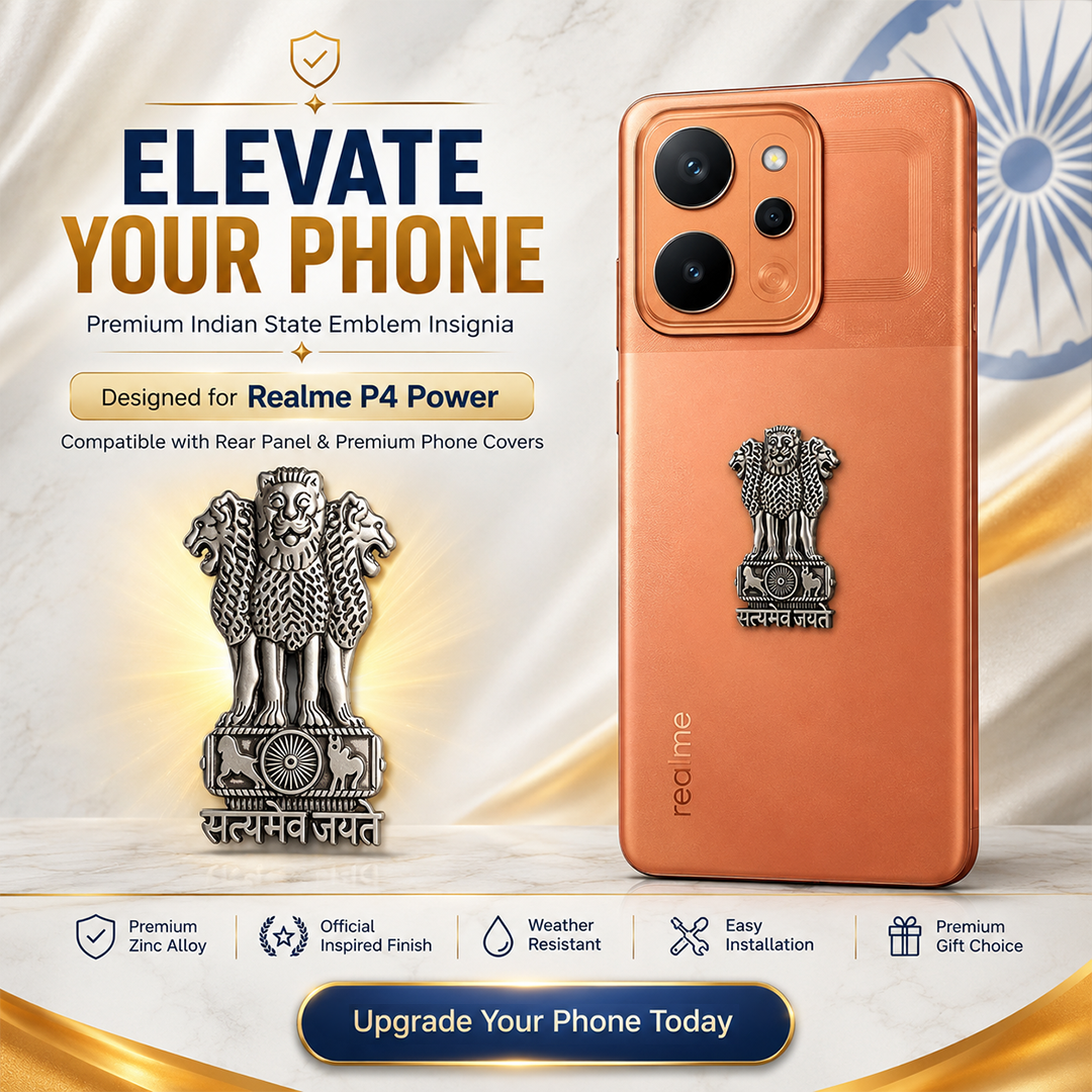 Realme P4 Power 5G Compatible Satyamev Jayate 3D Metal Emblem Sticker