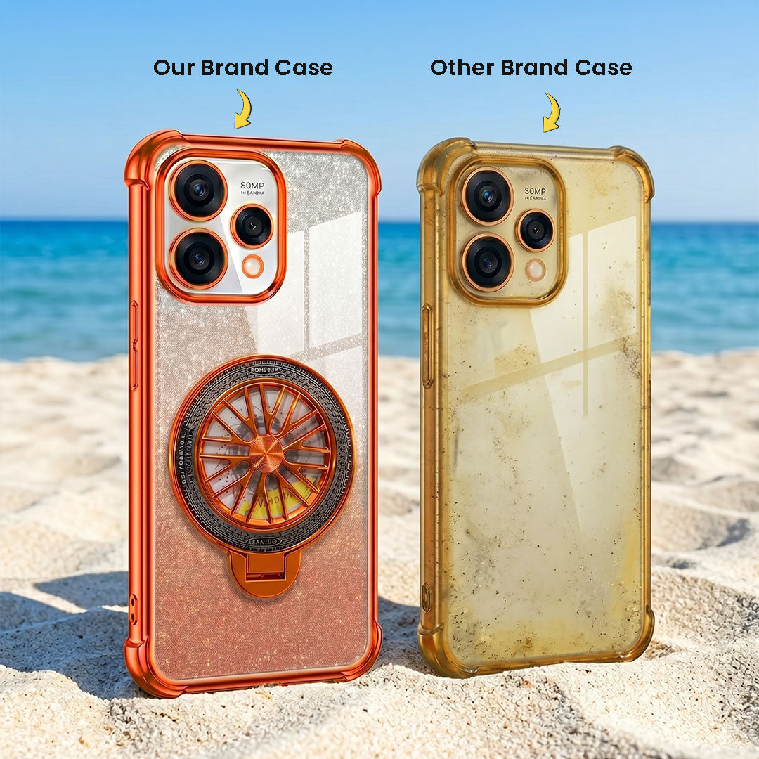 Oppo Reno 15 5G Stress Buster Wheel Rotating Shimmer Airbag Cosmic Orange Case