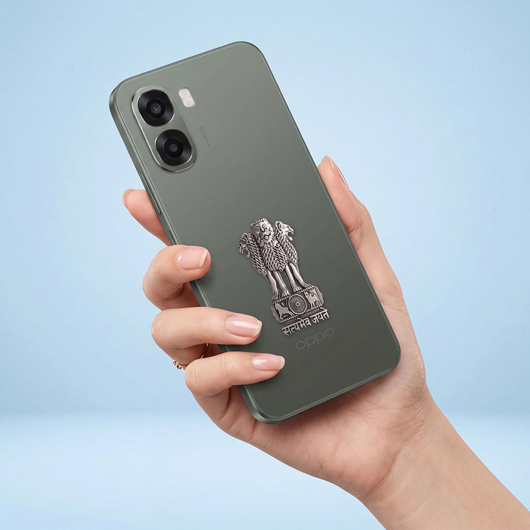 Oppo A6x 5G Compatible Satyamev Jayate 3D Metal Emblem Sticker