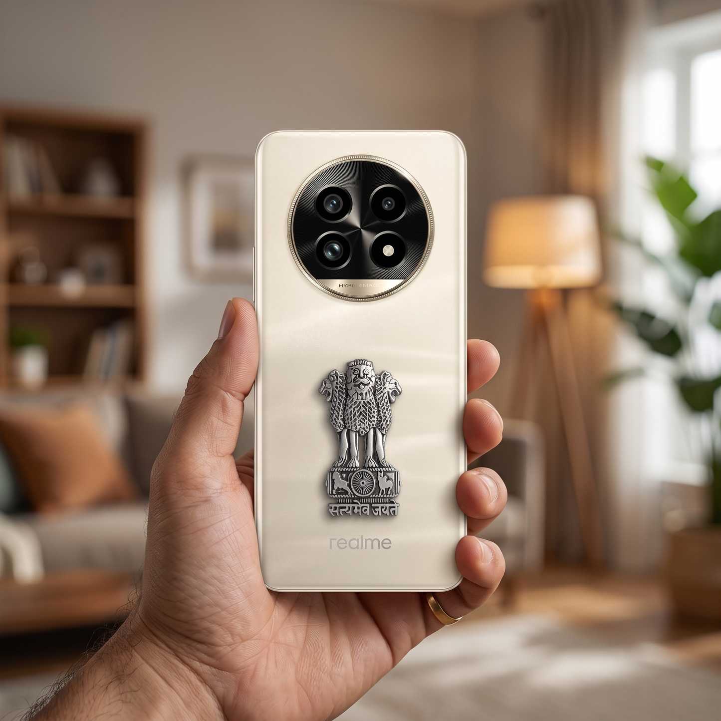 Realme 13 Pro+ 5G Compatible Satyamev Jayate 3D Metal Emblem Sticker