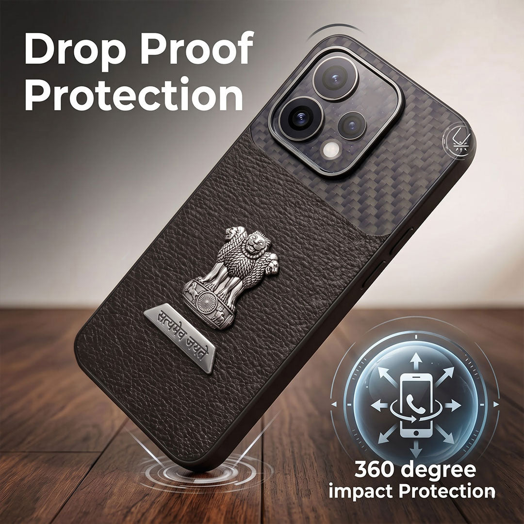 Oppo Reno 15 5G Satyamev Jayate 2-in-1 Emblem Carbon Fiber Leather Phone Case