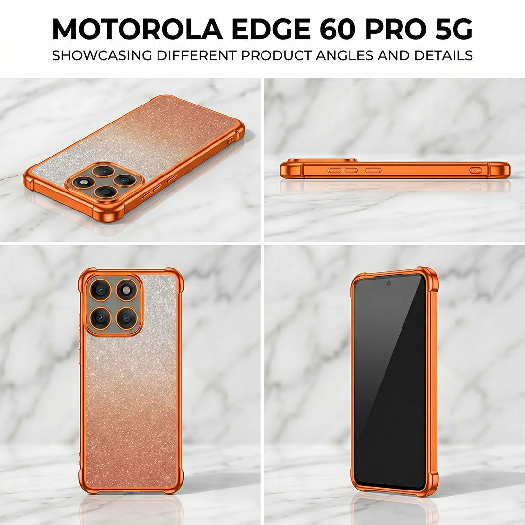 Motorola Edge 60 Pro 5G Luxury Shockproof Shimmer Airbag Cosmic Orange Case