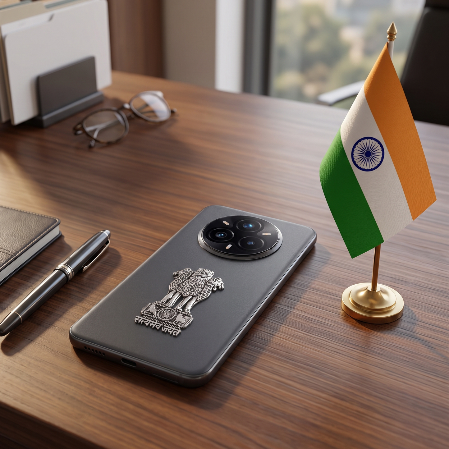 Realme 14 Pro+ 5G Compatible Satyamev Jayate 3D Metal Emblem Sticker