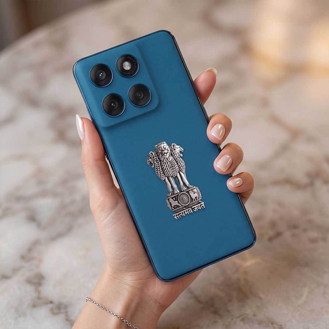 Motorola Edge 60 Fusion 5G Compatible Satyamev Jayate 3D Metal Emblem Sticker