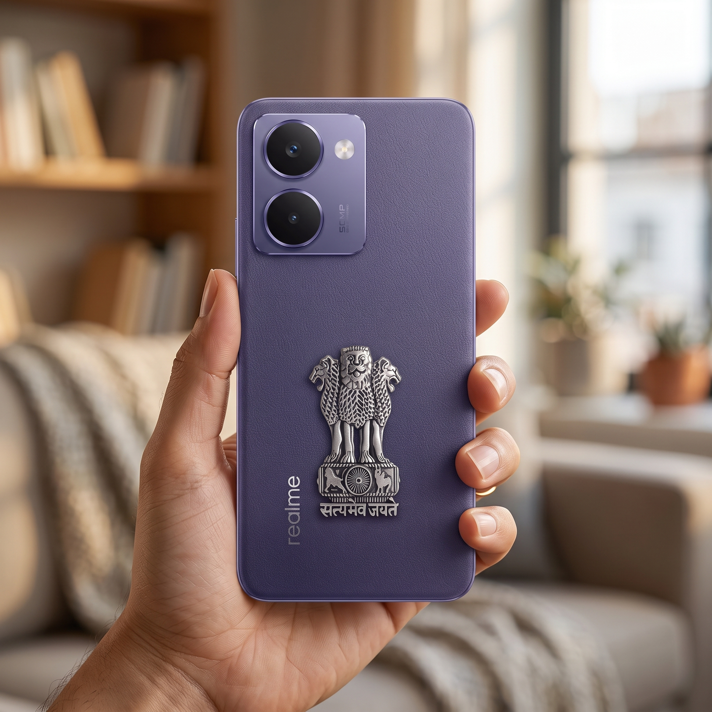 Realme P3 Ultra 5G Compatible Satyamev Jayate 3D Metal Emblem Sticker