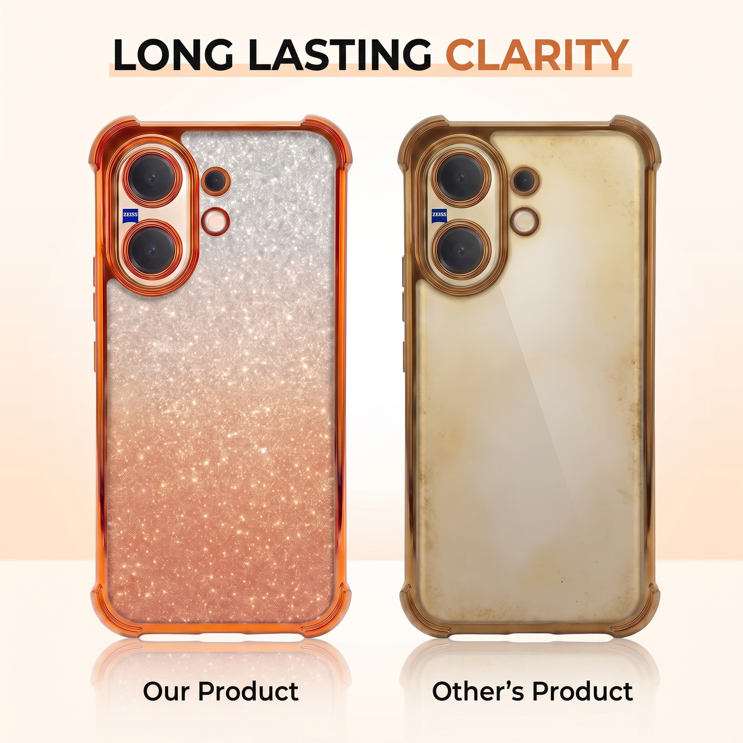 Vivo V60 5G Luxury Shockproof Shimmer Airbag Cosmic Orange Case