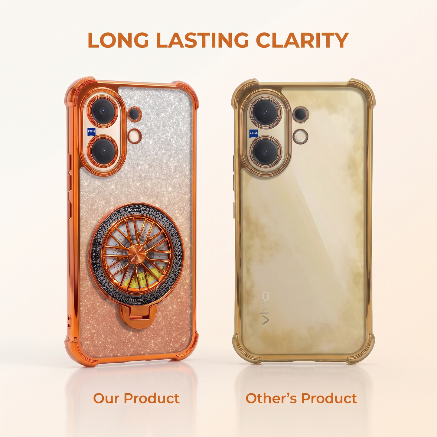 Vivo V60 5G Stress Buster Wheel Rotating Shimmer Airbag Cosmic Orange Case