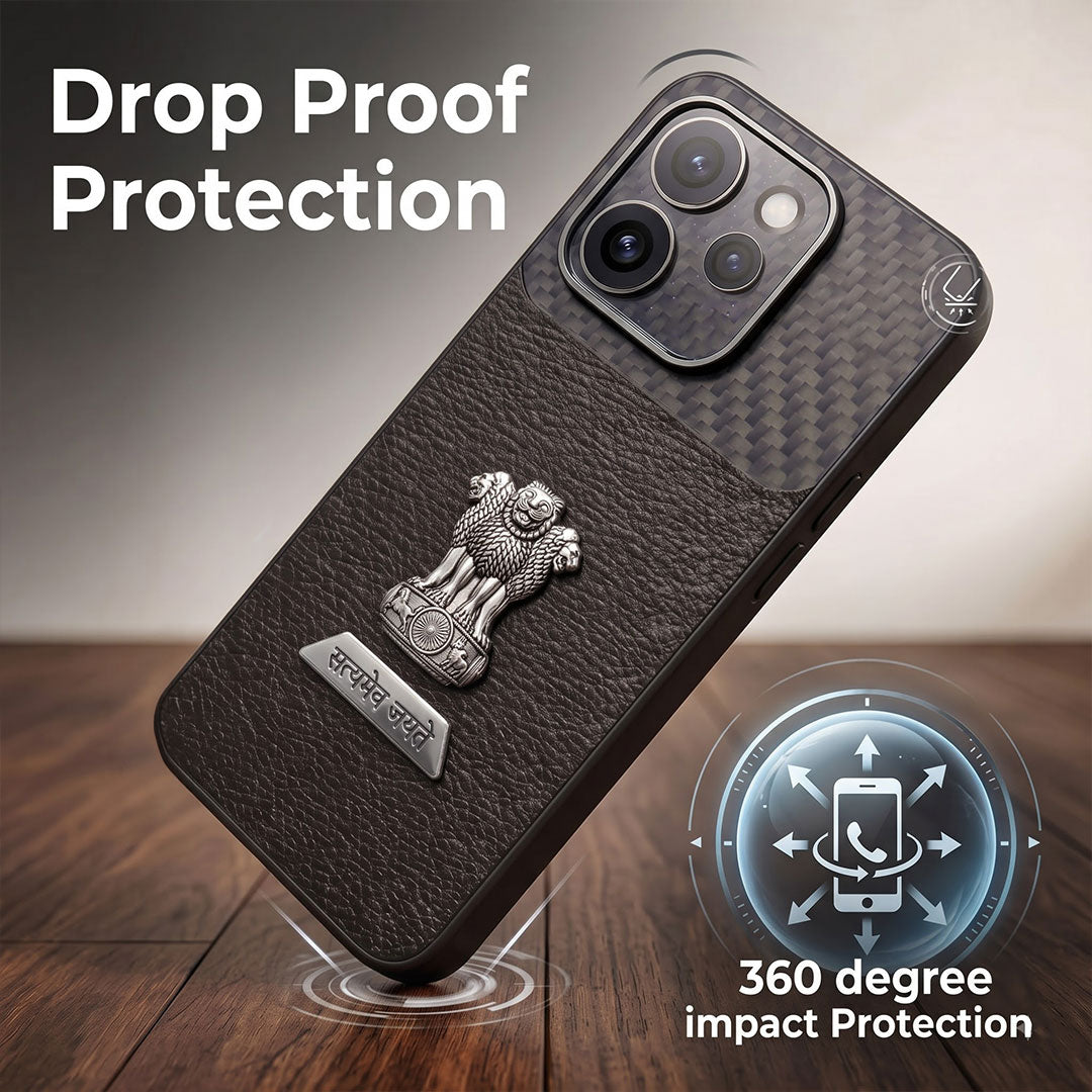 Oppo Reno 15 Pro Mini 5G Satyamev Jayate 2-in-1 Emblem Carbon Fiber Leather Phone Case