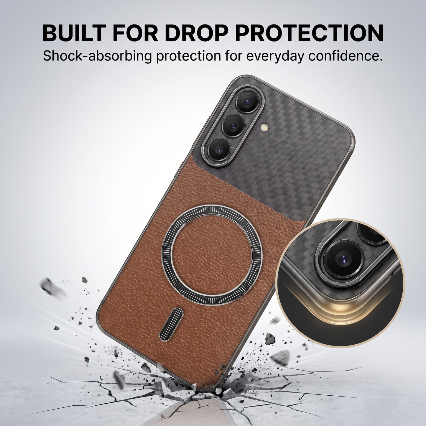 Samsung Galaxy A27 5G Carbon Fiber Leather Hybrid MagSafe Magnetic Case