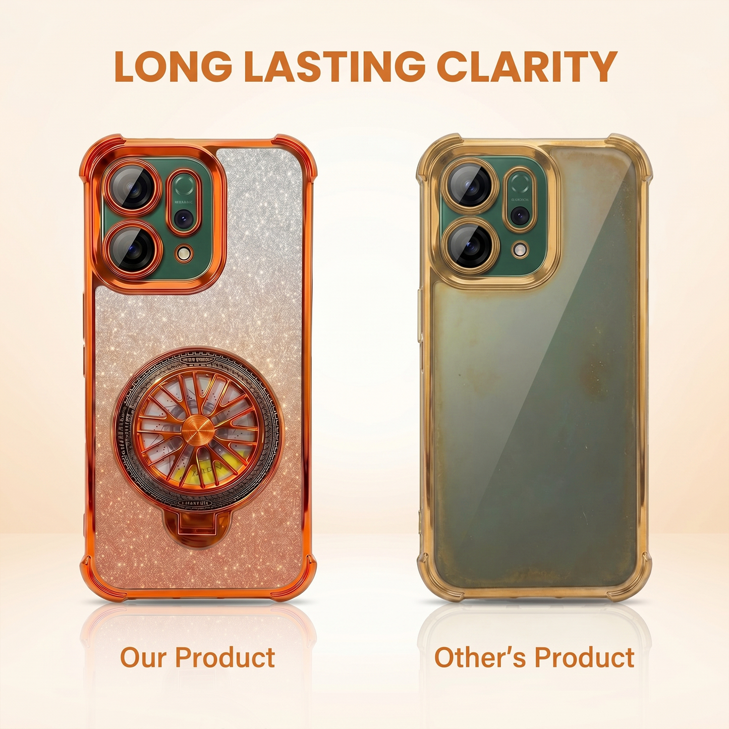 Oppo Reno 14 5G Stress Buster Wheel Rotating Shimmer Airbag Cosmic Orange Case