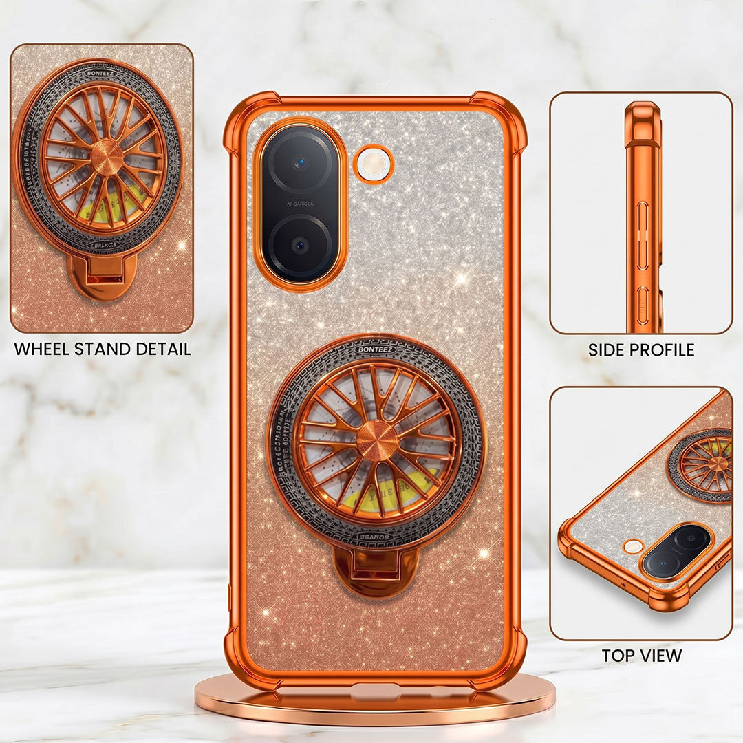 Vivo V60e 5G Stress Buster Wheel Rotating Shimmer Airbag Cosmic Orange Case