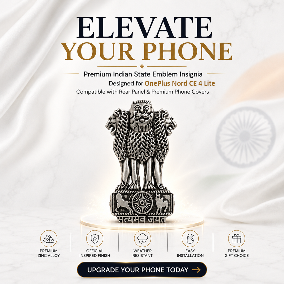 OnePlus Nord CE4 Lite 5G Compatible Satyamev Jayate 3D Metal Emblem Sticker
