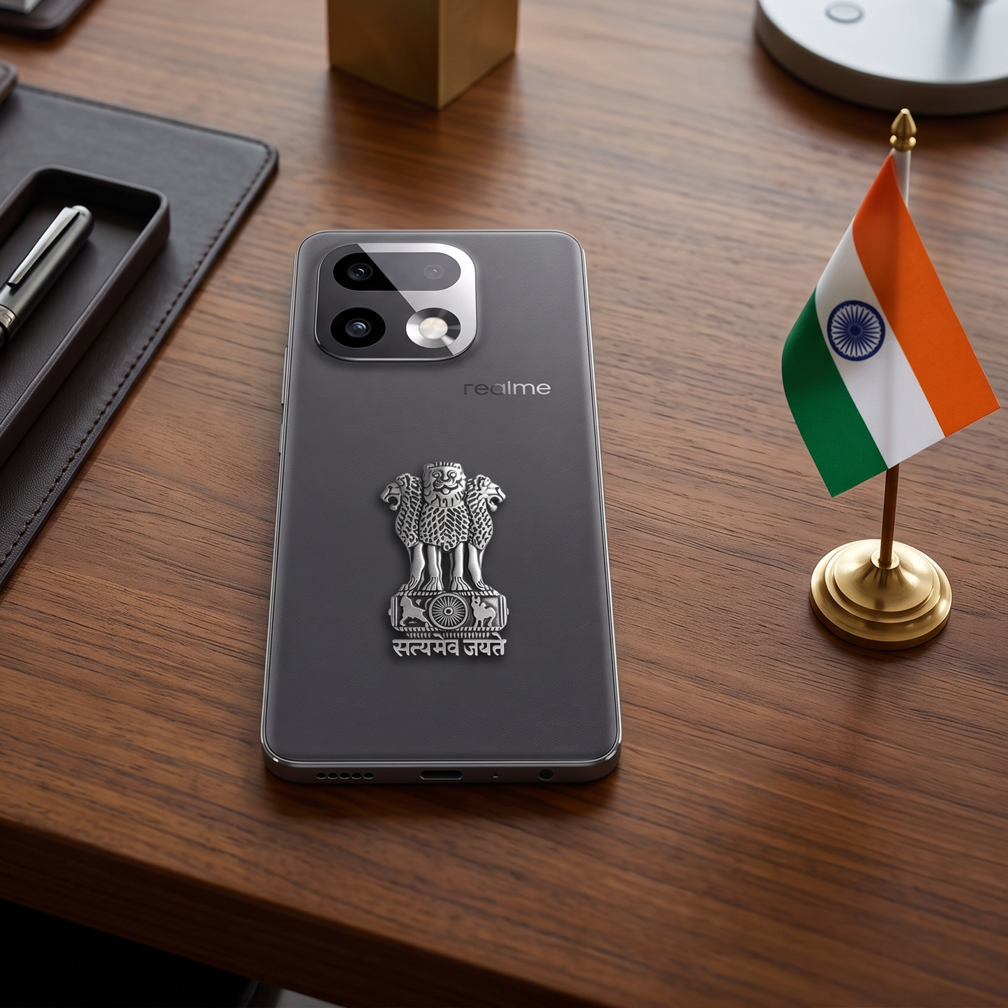 Realme 16 Pro+ 5G Compatible Satyamev Jayate 3D Metal Emblem Sticker