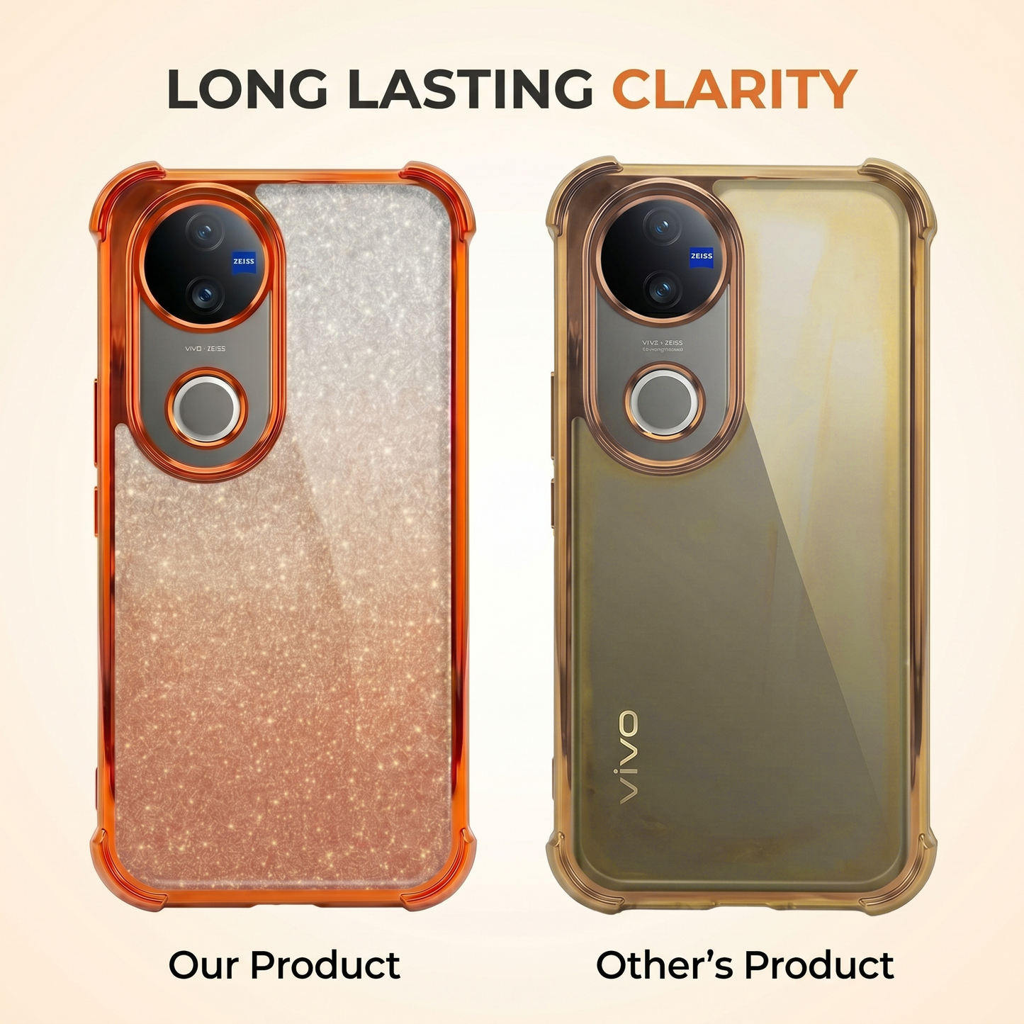 Vivo V50 5G Luxury Shockproof Shimmer Airbag Cosmic Orange Case