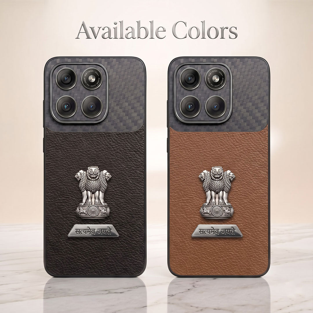 Motorola Edge 70 5G Satyamev Jayate 2-in-1 Emblem Carbon Fiber Leather Phone Case