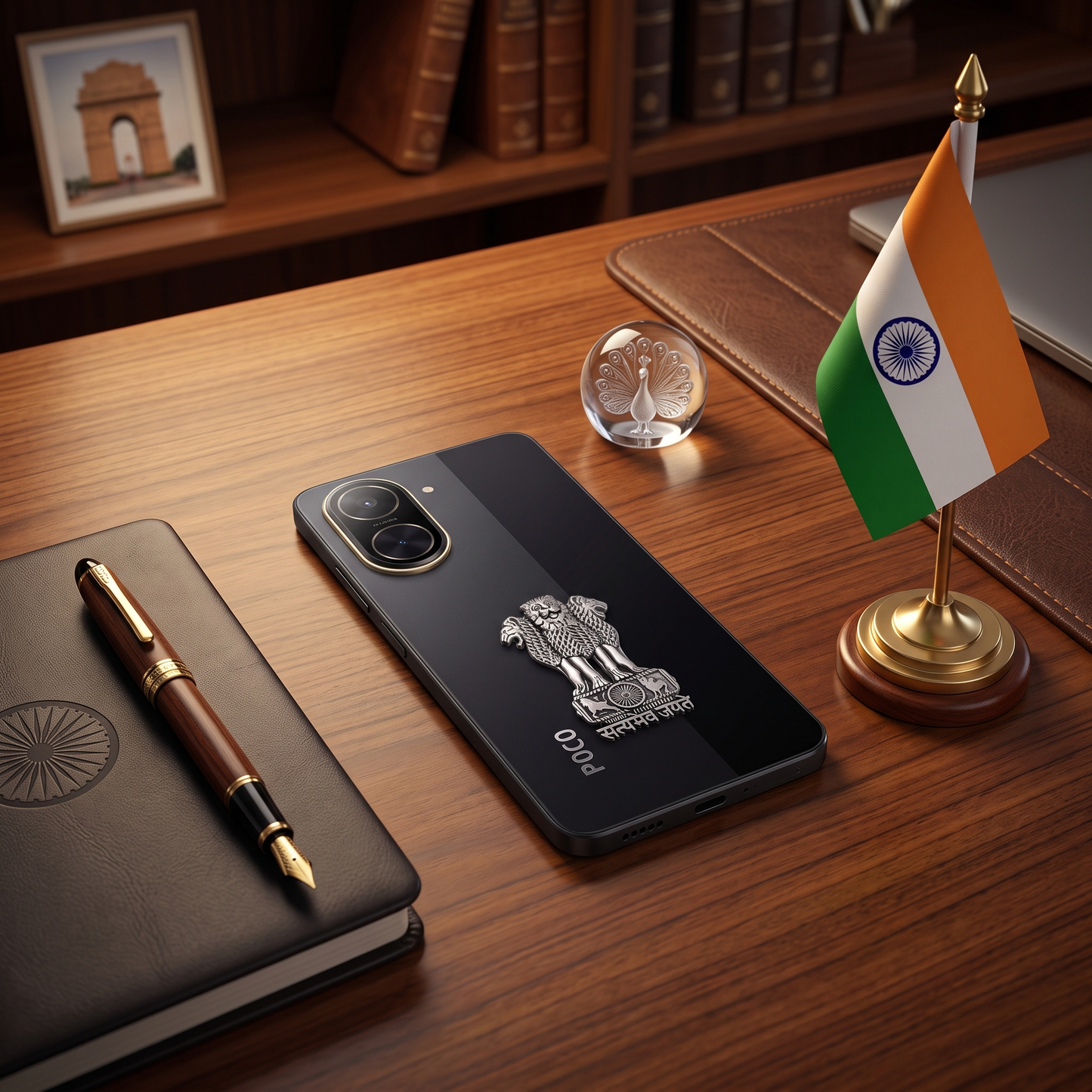 POCO C71 5G Compatible Satyamev Jayate 3D Metal Emblem Sticker