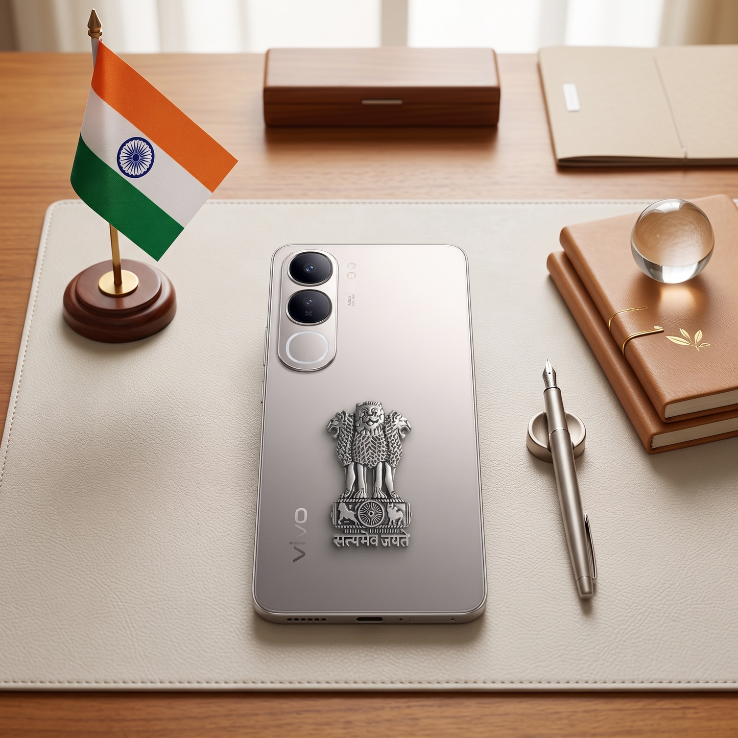 Vivo Y300 5G Compatible Satyamev Jayate 3D Metal Emblem Sticker