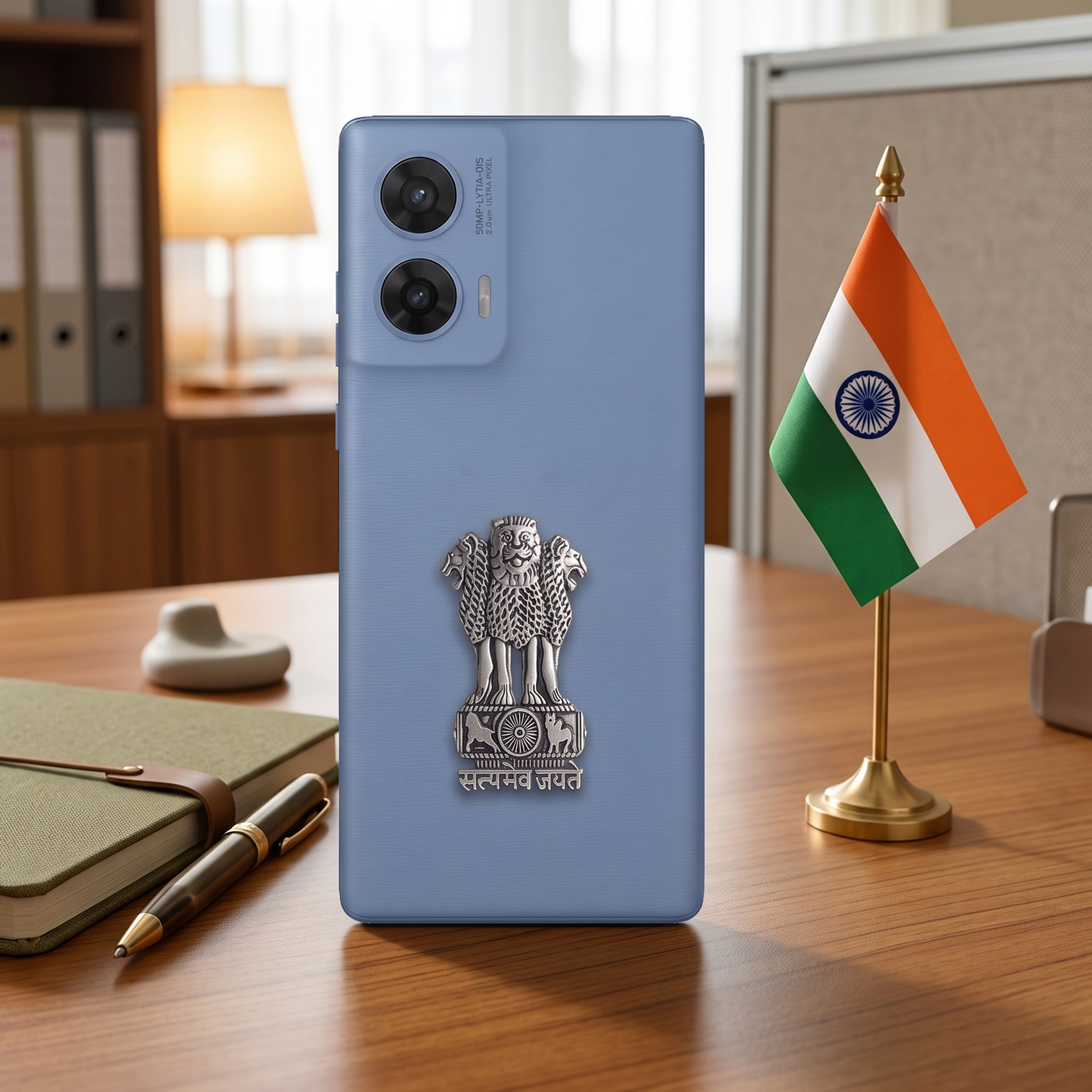 Motorola G96 5G Compatible Satyamev Jayate 3D Metal Emblem Sticker