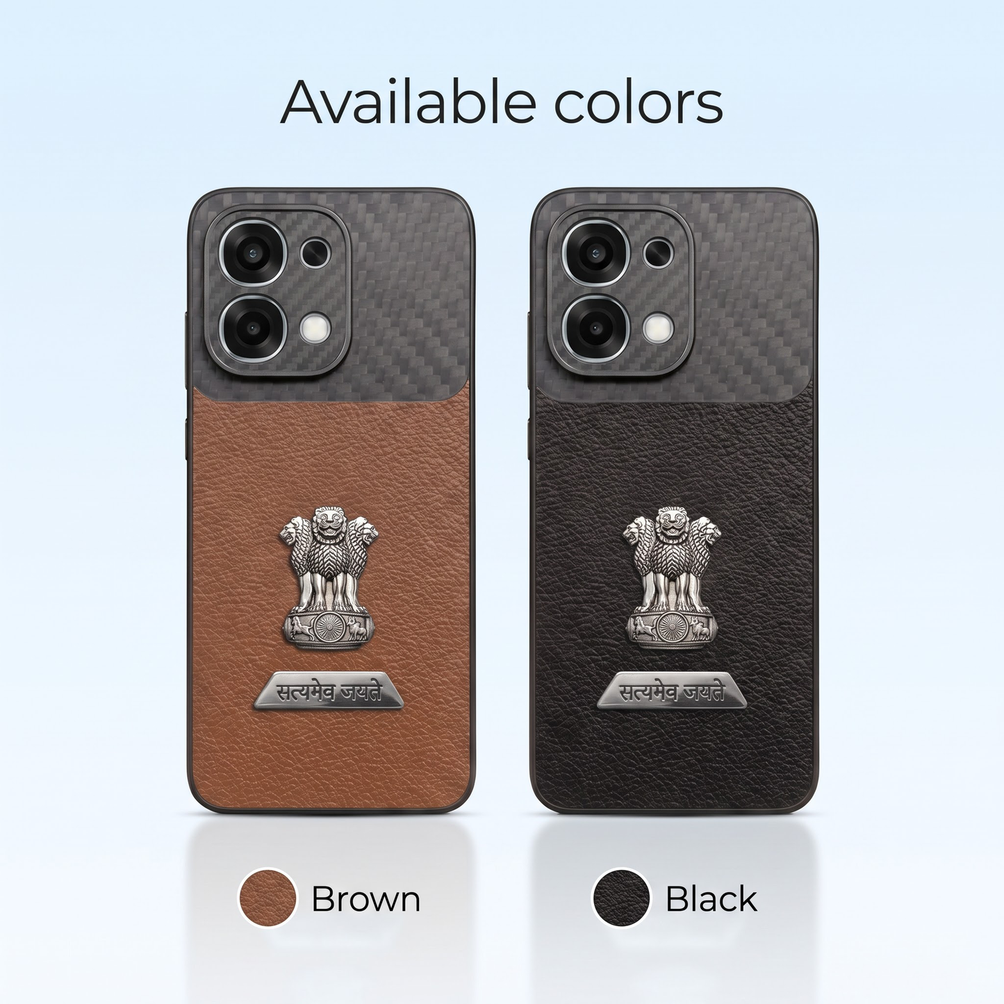 Oppo F31 5G Satyamev Jayate 2-in-1 Emblem Carbon Fiber Leather Phone Case