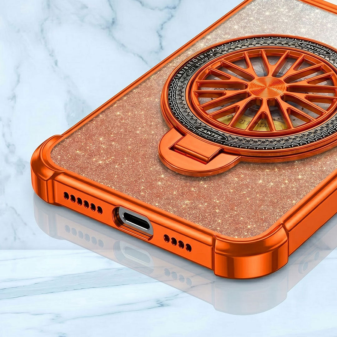 Vivo V60e 5G Stress Buster Wheel Rotating Shimmer Airbag Cosmic Orange Case