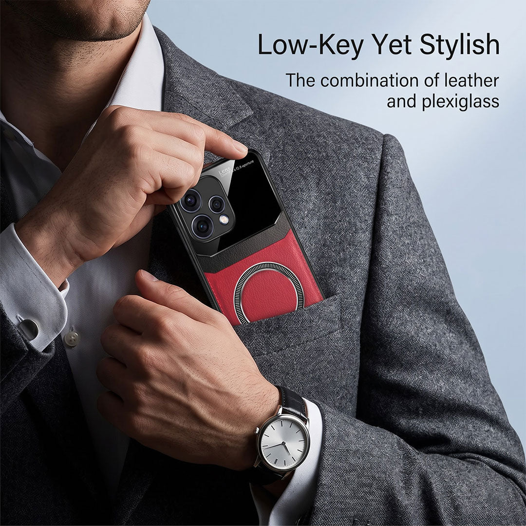Oppo Reno 15 5G Premium Magsafe Magnetic Leather Lens Protective Case