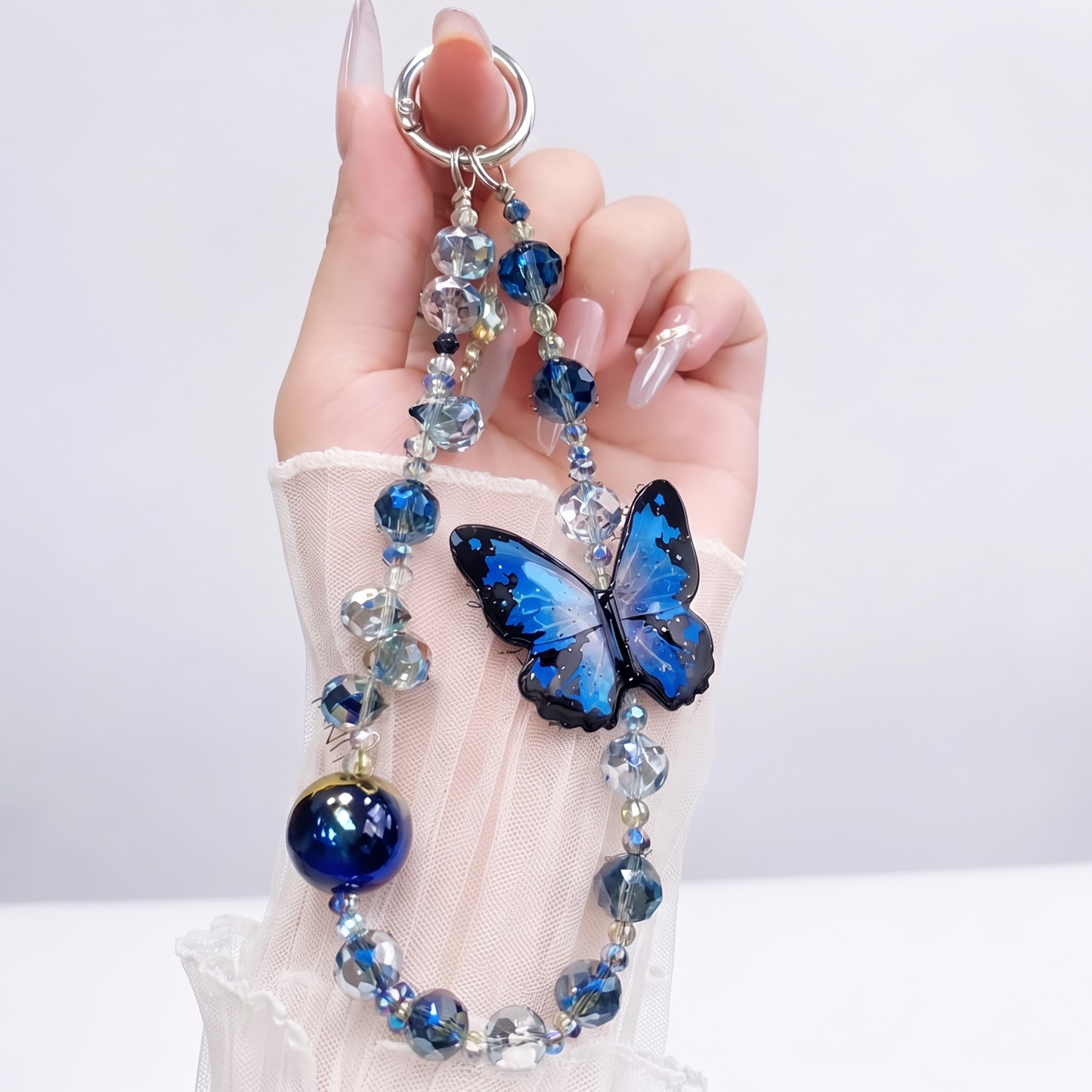 Oppo Reno 15 Pro Mini 5G Transparent Airbag Butterfly Stand Case with Charm Strap