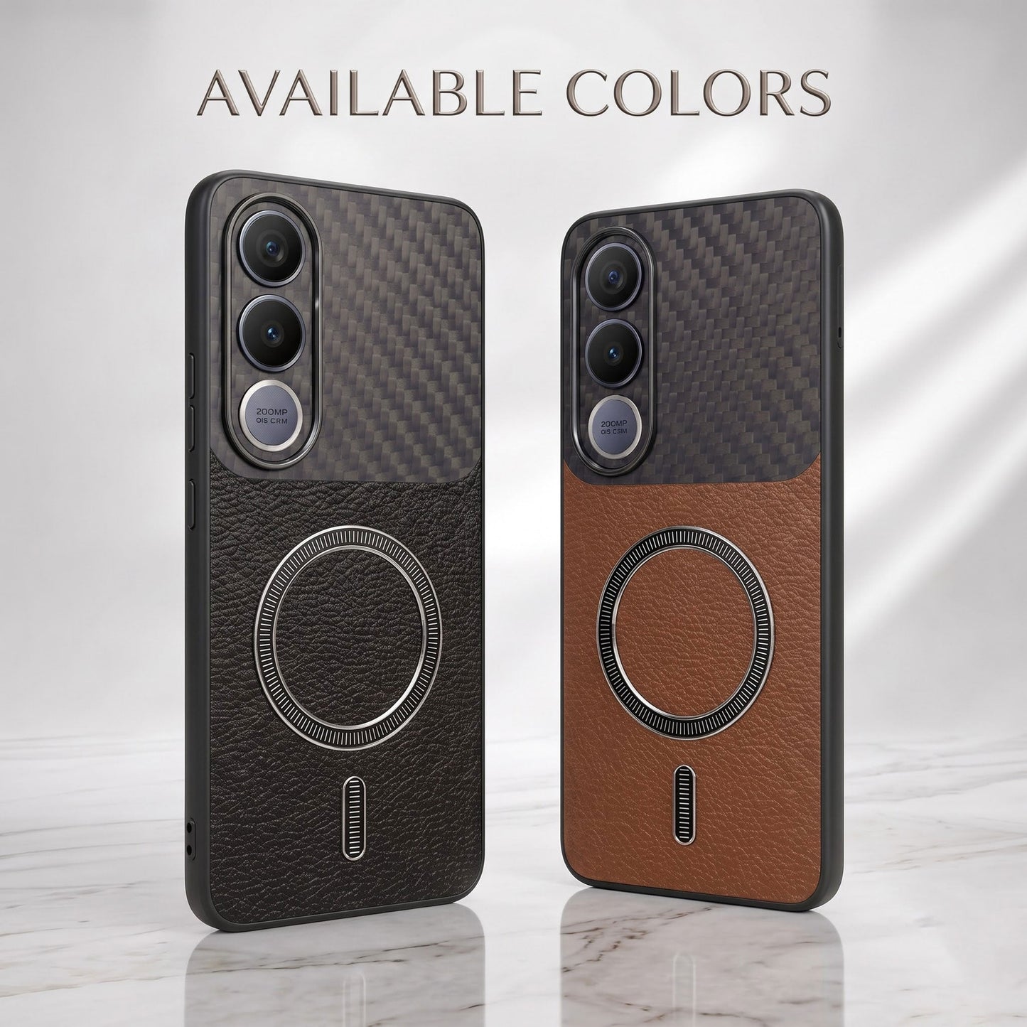 Vivo V70 FE 5G Carbon Fiber Leather Hybrid MagSafe Magnetic Case