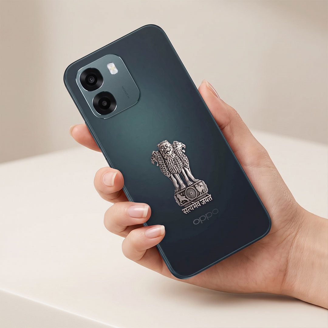 Oppo A6 5G Compatible Satyamev Jayate 3D Metal Emblem Sticker