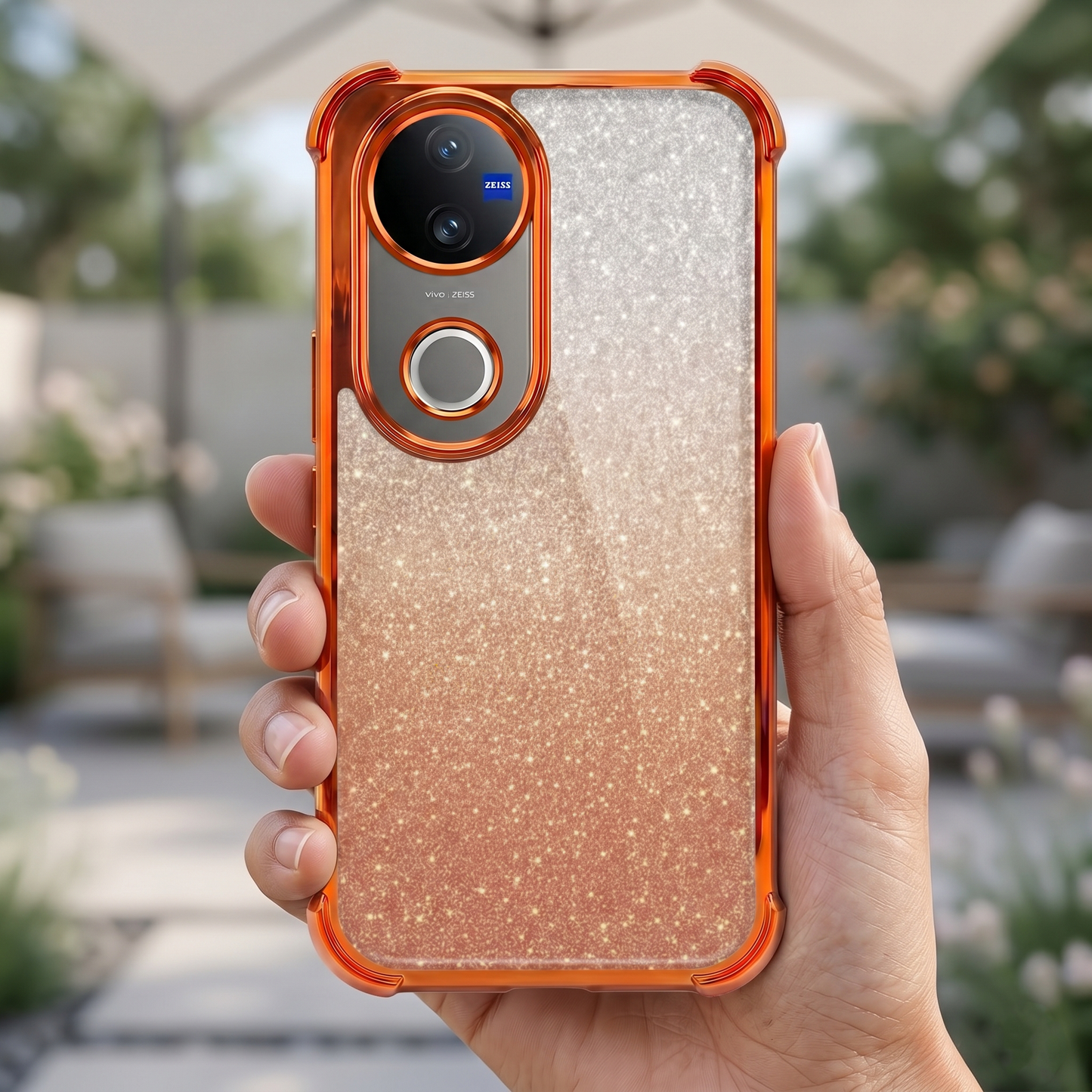 Vivo V50 5G Luxury Shockproof Shimmer Airbag Cosmic Orange Case