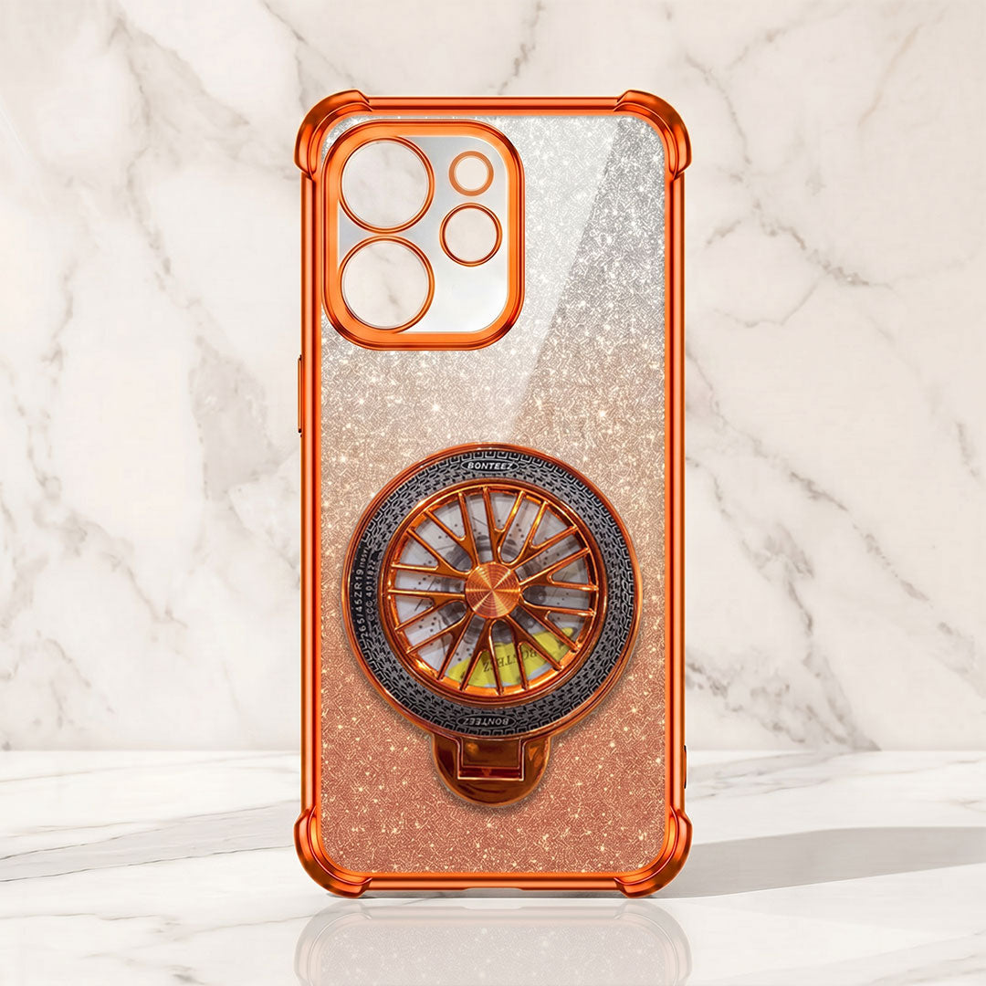 Oppo Reno 15 Pro Mini 5G Stress Buster Wheel Rotating Shimmer Airbag Cosmic Orange Case