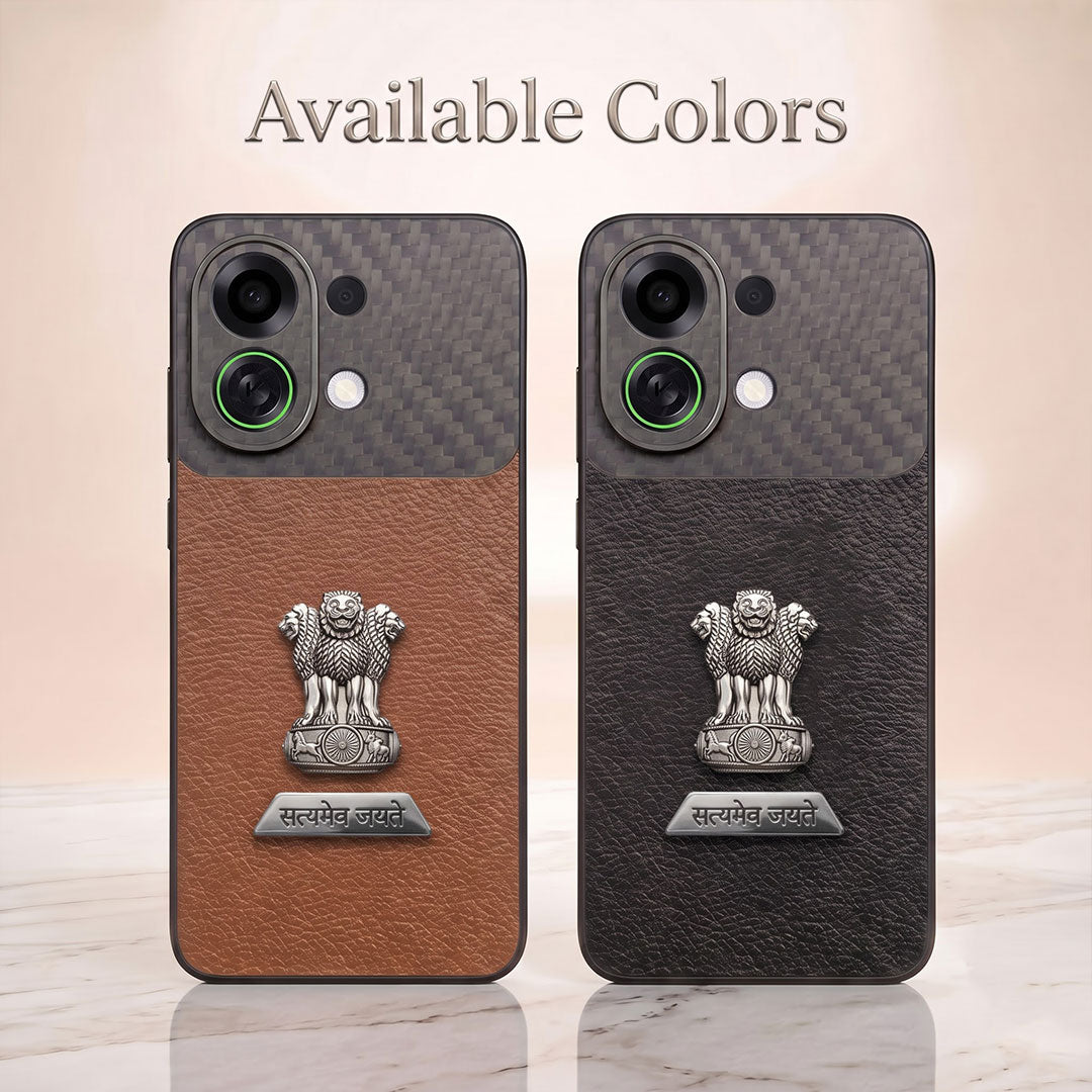 Oppo K13 Turbo 5G Satyamev Jayate 2-in-1 Emblem Carbon Fiber Leather Phone Case