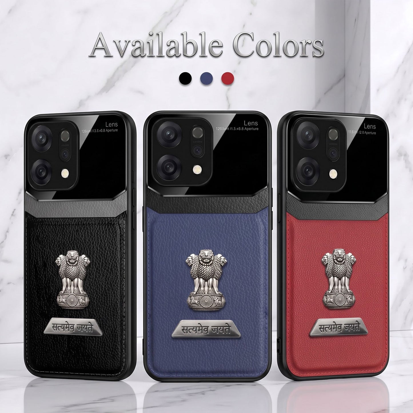 Oppo Reno 14 5G Satyamev Jayate 2-in-1 Emblem Leather Lens Protective Back Case