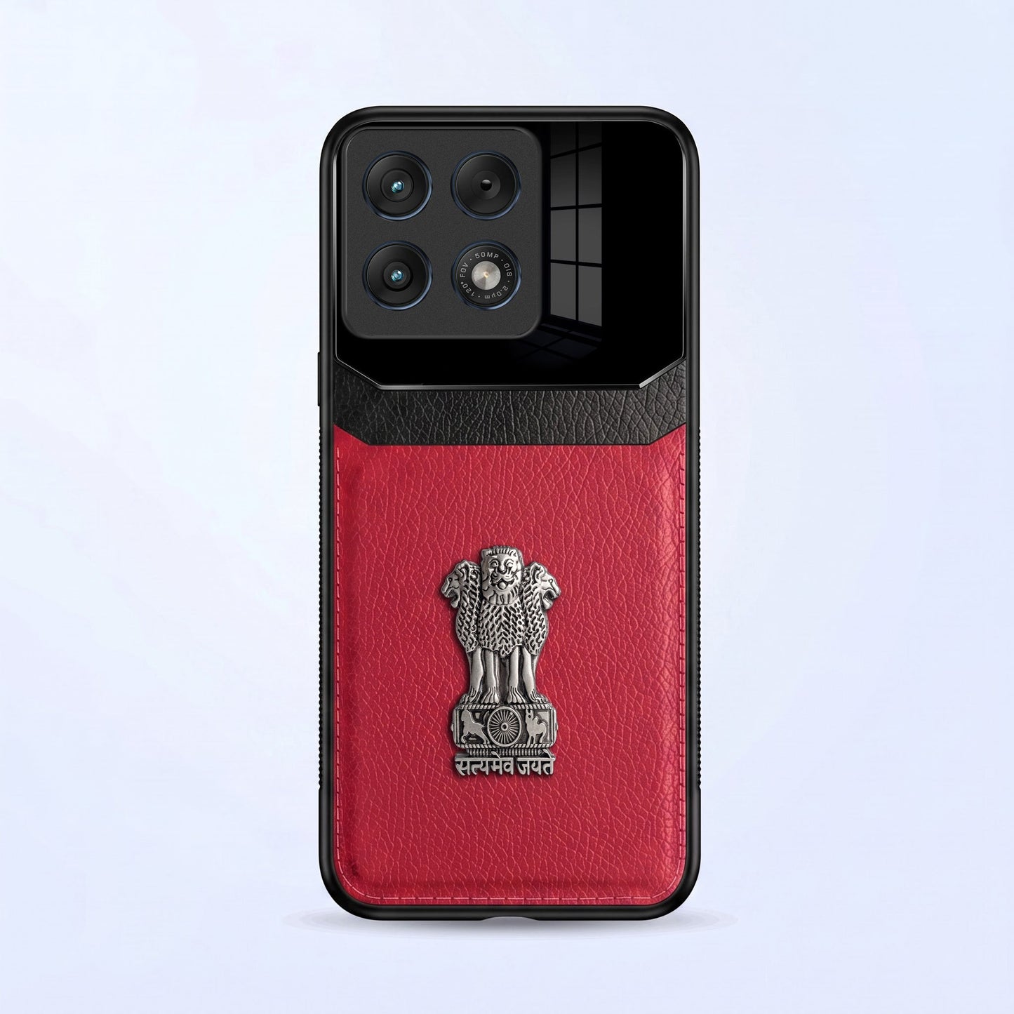 Motorola Edge 70 Pro 5G Satyamev Jayate 3D Metal Leather Back Case