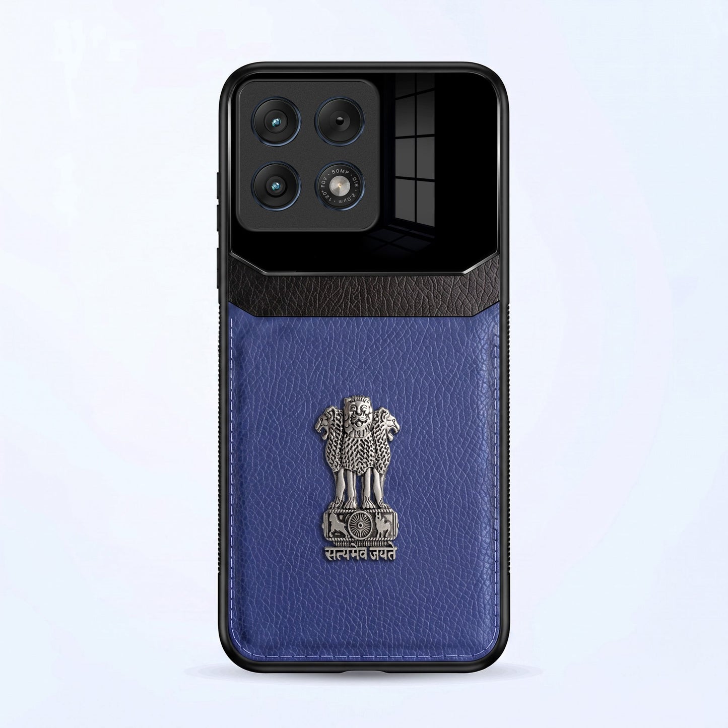 Motorola Edge 70 Pro 5G Satyamev Jayate 3D Metal Leather Back Case
