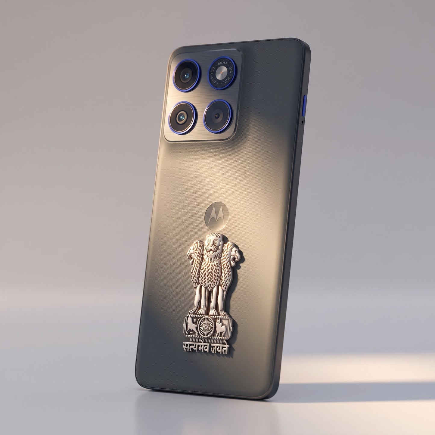 Motorola Edge 60 Pro 5G Compatible Satyamev Jayate 3D Metal Emblem Sticker