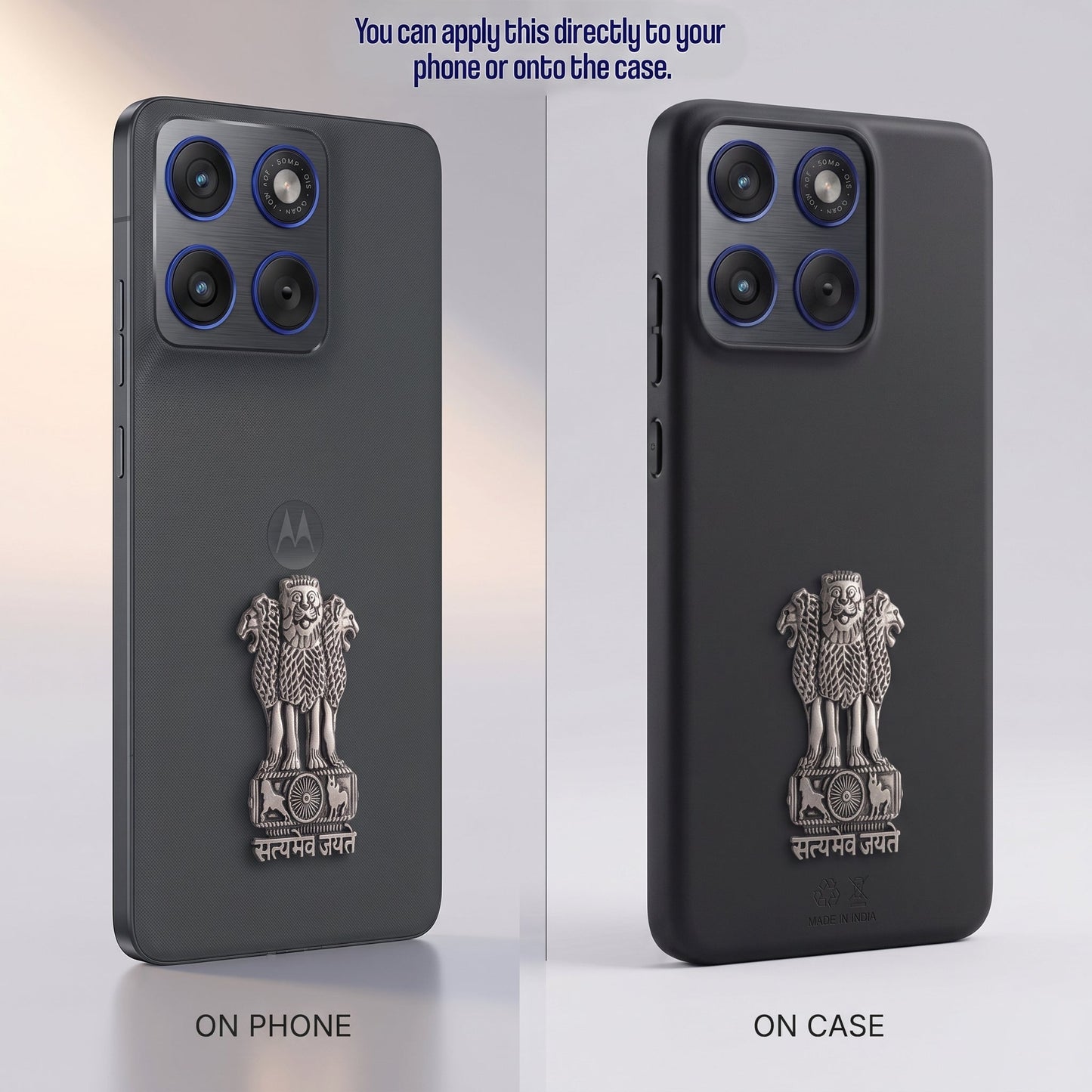 Motorola Edge 60 Pro 5G Compatible Satyamev Jayate 3D Metal Emblem Sticker