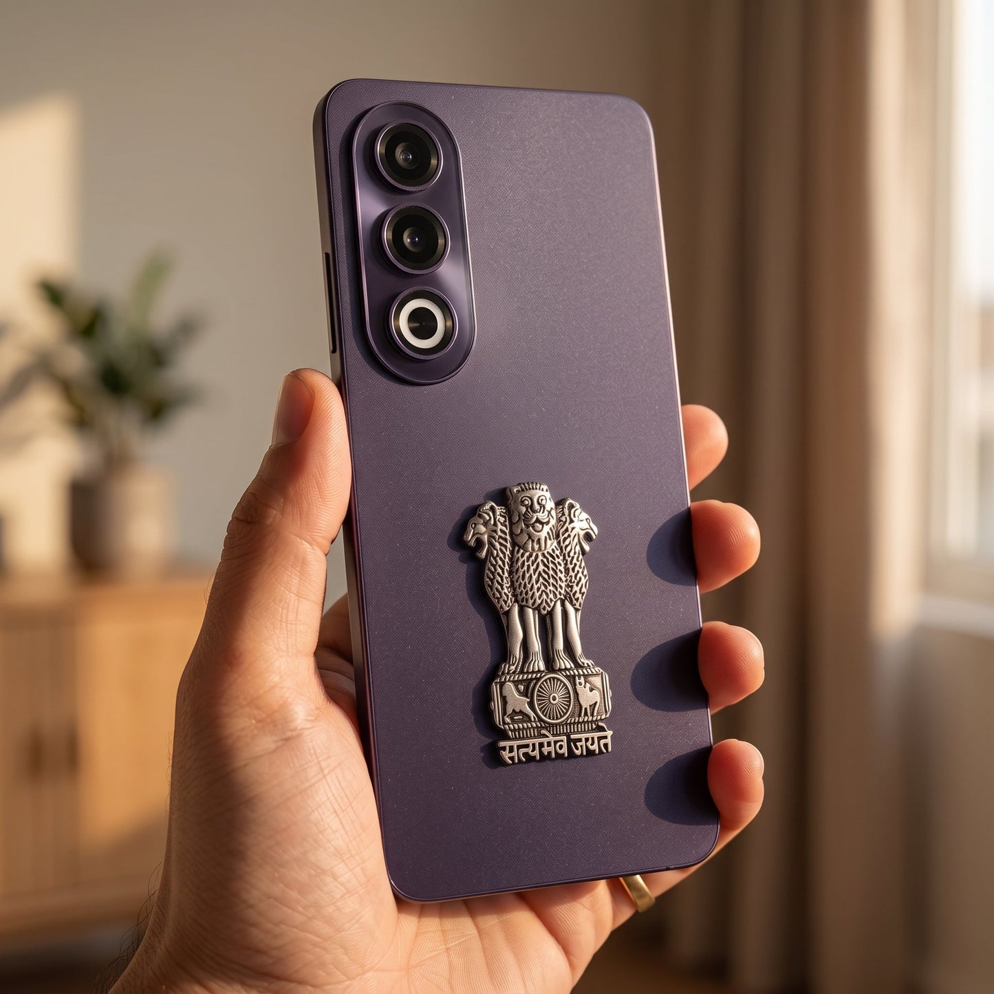 Oppo K12X 5G Compatible Satyamev Jayate 3D Metal Emblem Sticker
