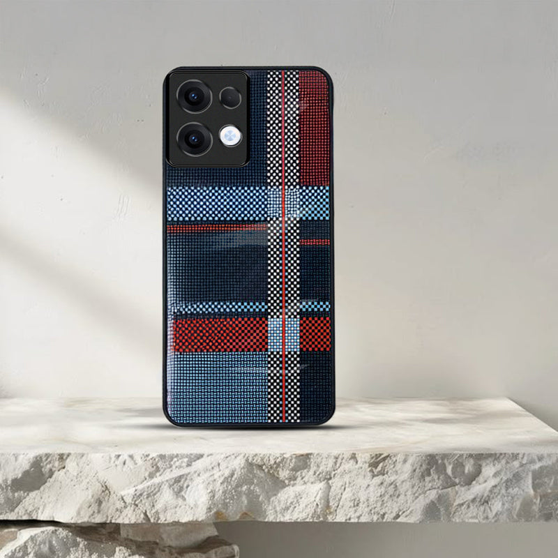 Oppo Reno 13 5G Luxury Grid Pattern Glass Back Shockproof Case
