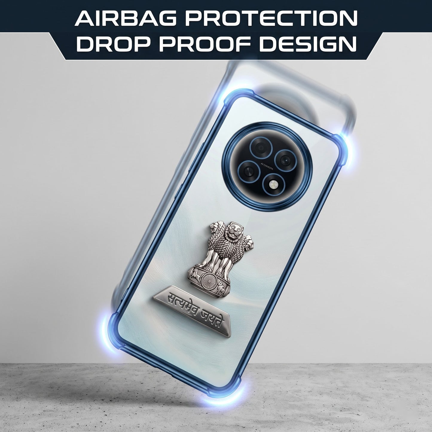 Oppo F31 Pro+ 5G Satyamev Jayate 2-in-1 Emblem Transparent Shockproof Airbag Case