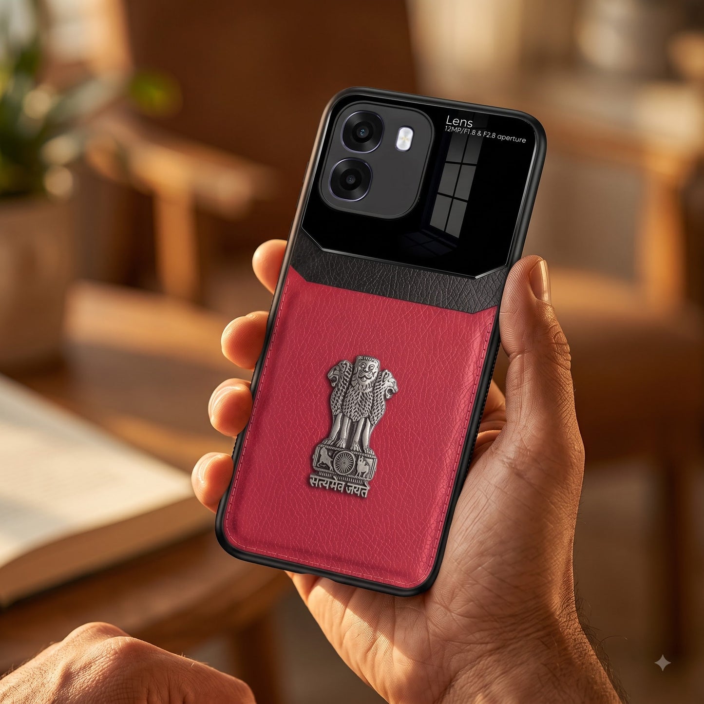 Oppo K14 5G Satyamev Jayate 3D Metal Leather Back Case