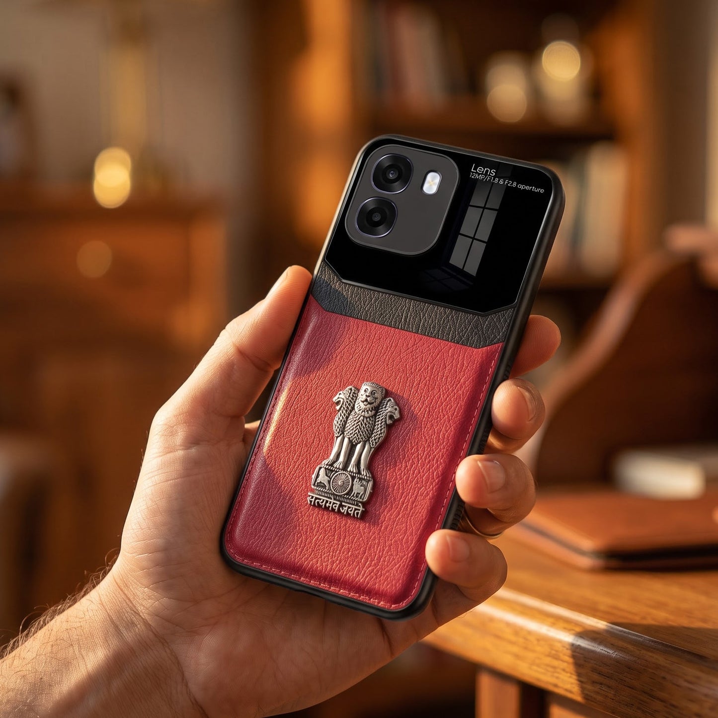 Oppo K14 5G Satyamev Jayate 3D Metal Leather Back Case