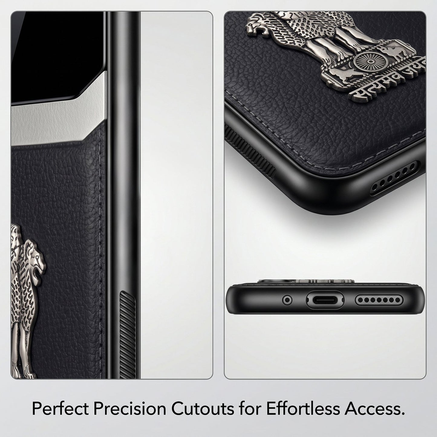 Oppo Reno 13 Pro 5G Satyamev Jayate 3D Metal Leather Back Case