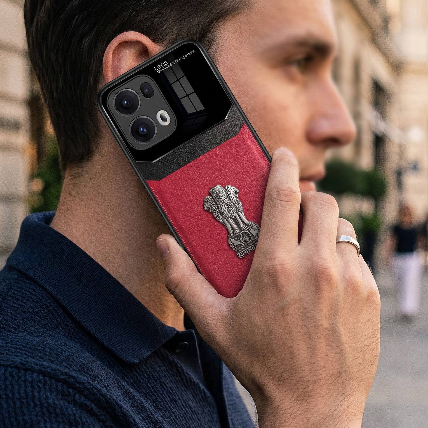 Oppo Reno 13 Pro 5G Satyamev Jayate 3D Metal Leather Back Case