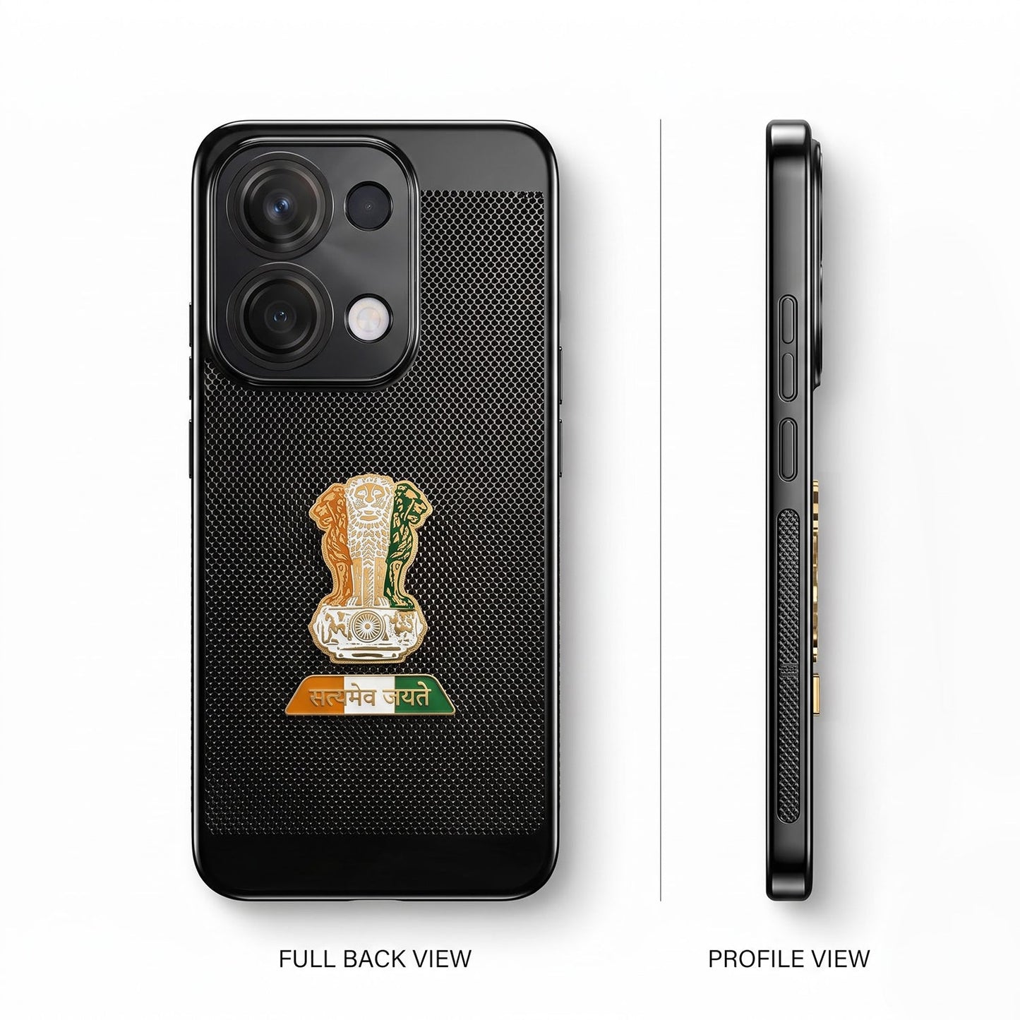 Oppo Reno 13 5G Tri-Color Satyamev Jayate Mesh Electroplated Heat Dissipation Case