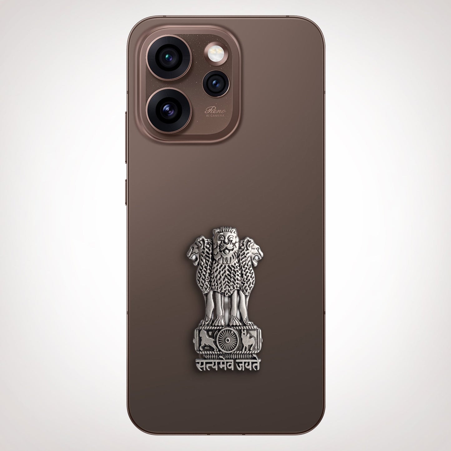 Oppo Reno 15 Pro Mini 5G Compatible Satyamev Jayate 3D Metal Emblem Sticker