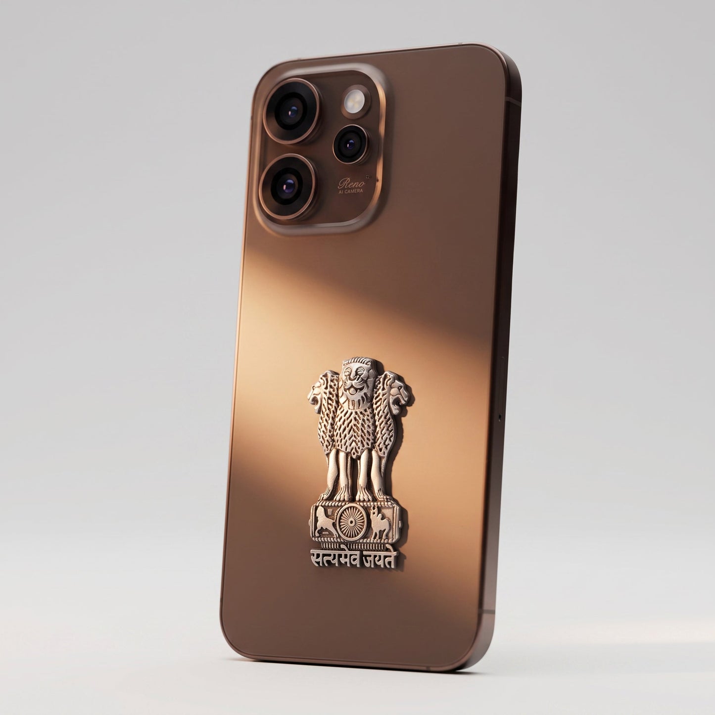 Oppo Reno 15 Pro Mini 5G Compatible Satyamev Jayate 3D Metal Emblem Sticker