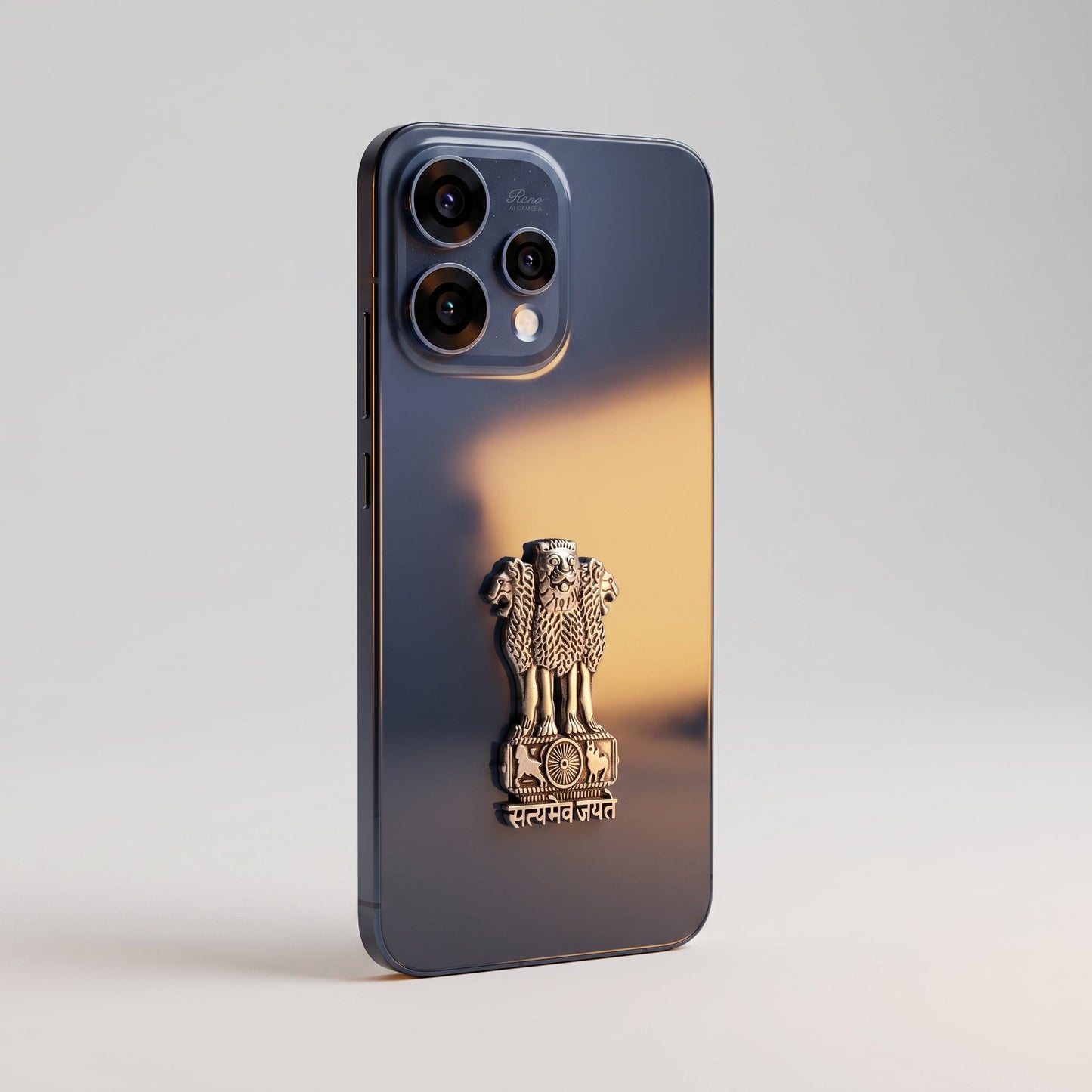 Oppo Reno 15 5G Compatible Satyamev Jayate 3D Metal Emblem Sticker